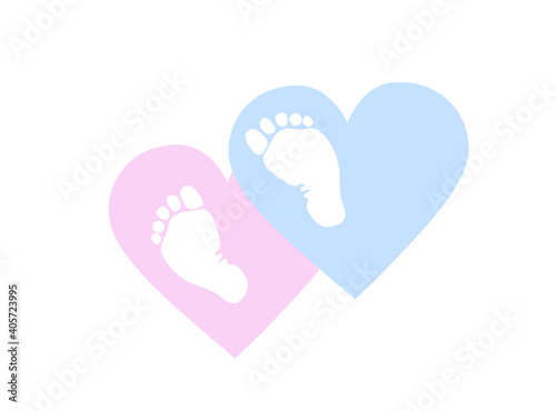 Favorite baby legs (girls and boy) on the background of the heart. The concept of love, protection and motherhood. Children Protection Day.