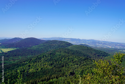 landscape panorama of french puy de dome mountain volcano in center of auvergne france
