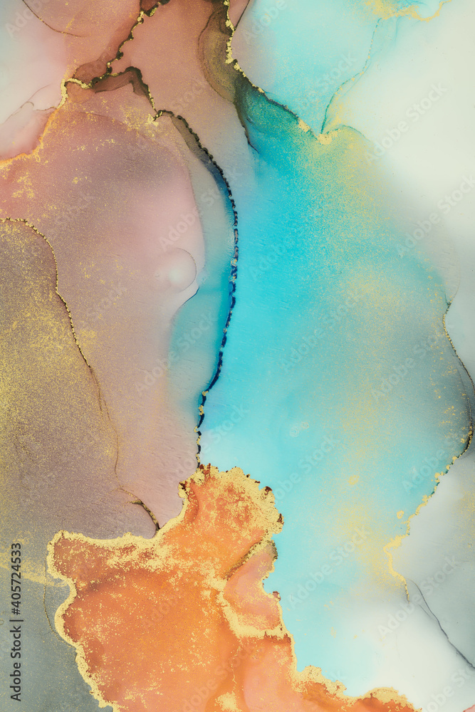 Alcohol ink art.Mixing liquid paints. Modern, abstract colorful background, wallpaper. Marble texture.Translucent colors