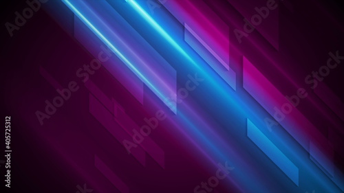 Fototapeta Naklejka Na Ścianę i Meble -  Dark blue and purple glowing hi-tech abstract background