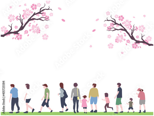 春　桜　家族　