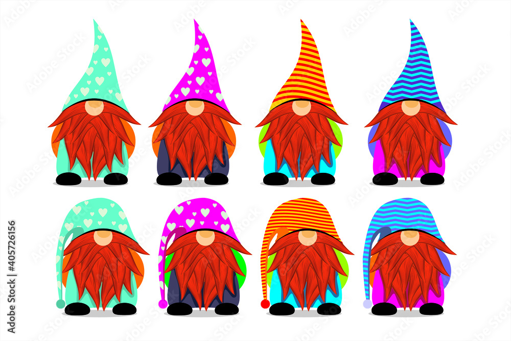Fototapeta premium Christmas gnomes collection Vector Illustration