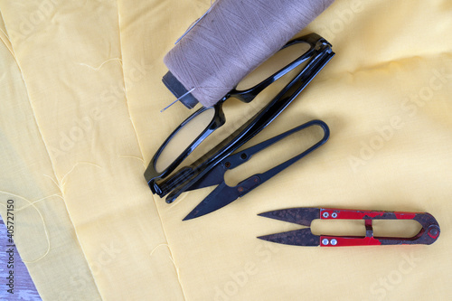 Yellow cloth and cutting tools