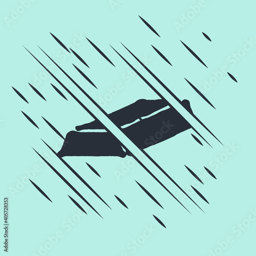 Black Gold bars icon isolated on green background. Banking business concept. Glitch style. Vector.