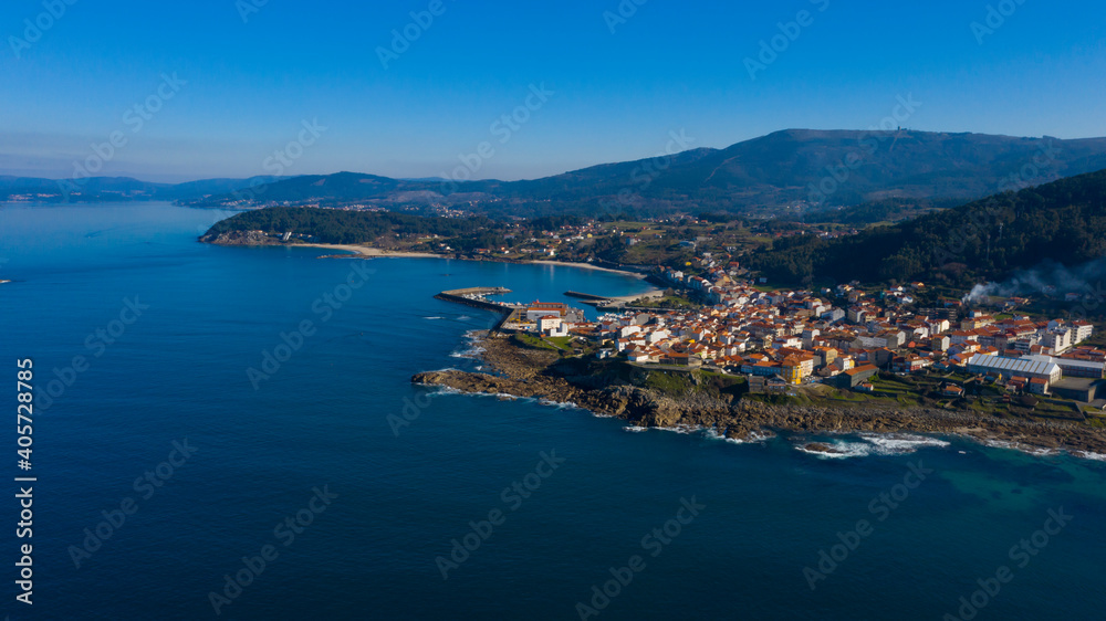 Aerial view of Porto do Son in A Coruña