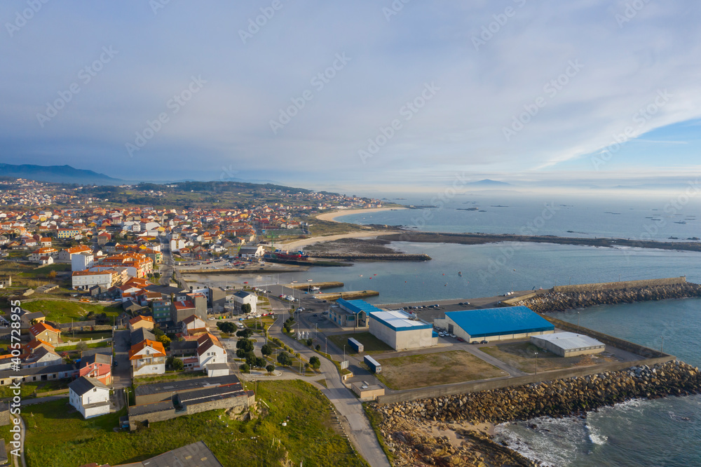 Fototapeta premium Aerial view of Aguiño in A Coruña