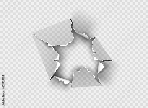 ragged Hole torn in ripped paper on background