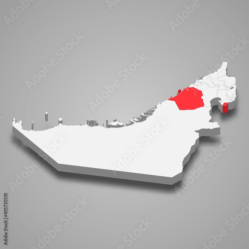 Dubai emirate location within United Arab Emirates 3d map