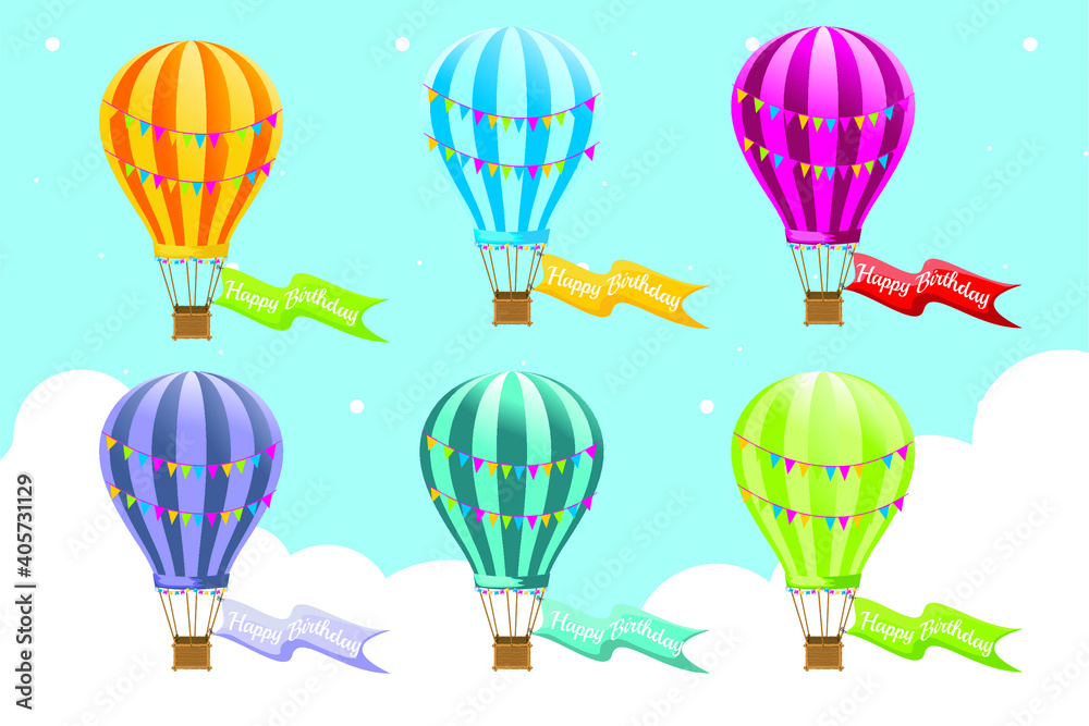 Hot air balloons set vector illustration Hot air balloons set vector illustration
