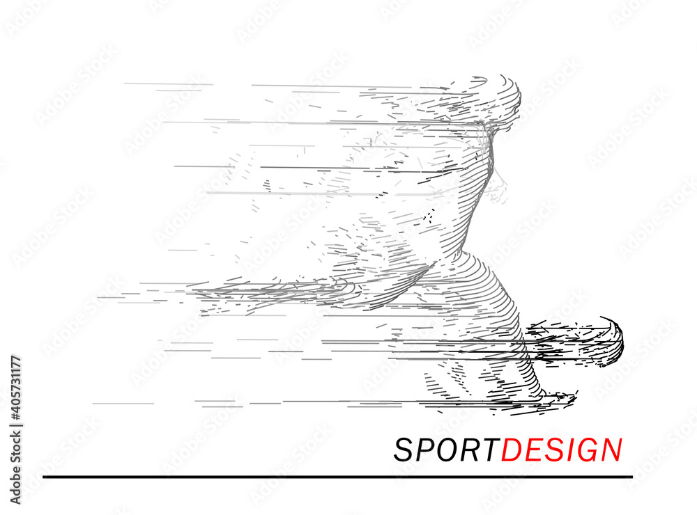 Football concept. Vector drawn by lines. Soccer art. .