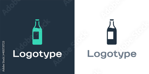 Logotype Wine bottle icon isolated on white background. Logo design template element. Vector.