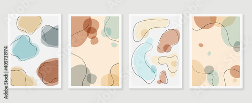 Abstract wall arts vector collection. Earth tones organic shape Art brush design for wall framed prints, canvas prints, poster, home decor, cover, wallpaper. Vector illustration