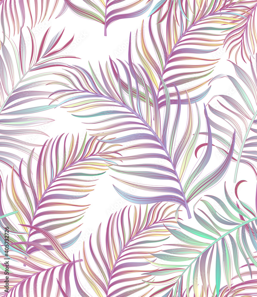 Tropical vector pattern with palm leaves.Trendy summer print. Exotic seamless background.