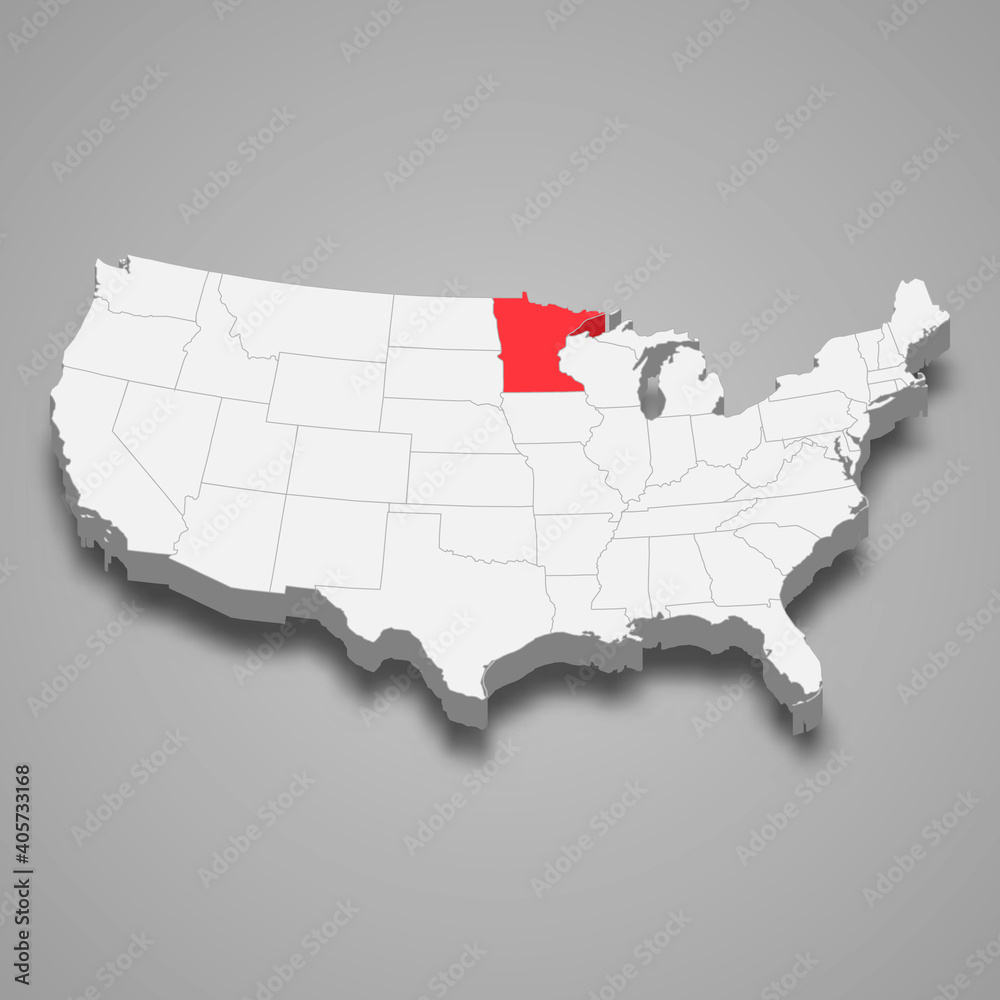 Fototapeta premium Minnesota state location within United States 3d map