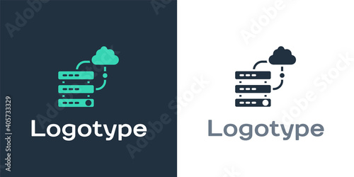 Logotype Network cloud connection icon isolated on white background. Social technology. Cloud computing concept. Logo design template element. Vector.