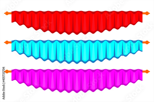 Curtain set decorate vector illustration