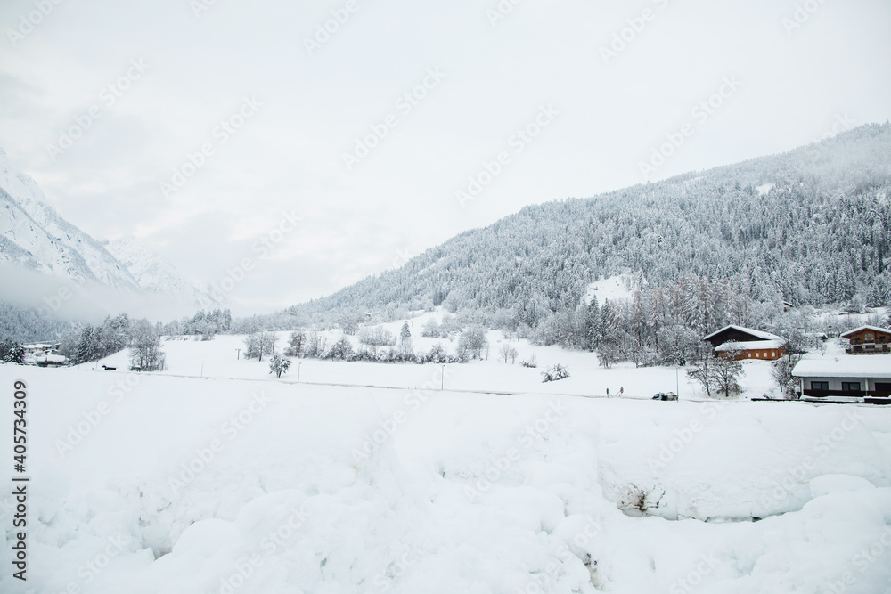 Harsh winter conditions in East Tyrol in Austria