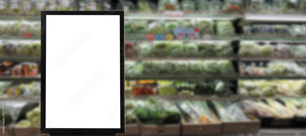 blank advertising billboard on supermarket screen MOCKUP for advertising Digital Marketing