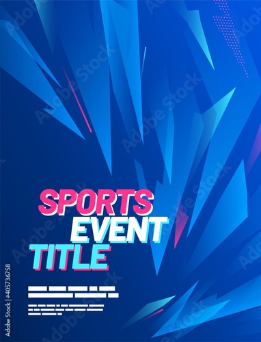 Poster layout design with abstract flying shapes for sports event, invitation, awards or championship. Sports background.