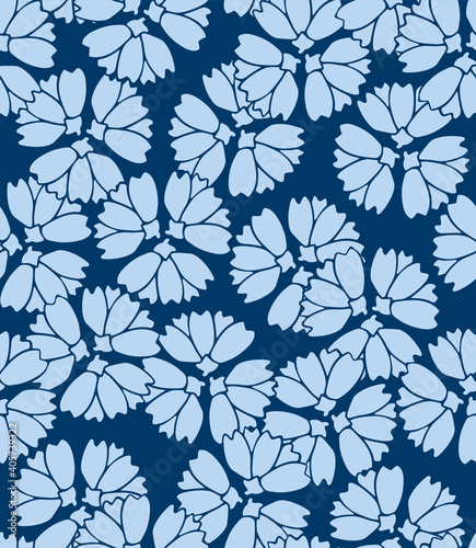 Japanese Flower Bud Circle Vector Seamless Pattern