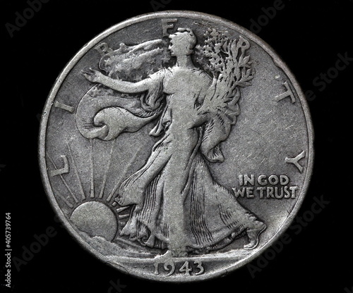 Fotografie, Tablou 1943 walking liberty half dollar coin portrait.