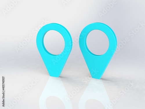 3d pin, blue map pointer, location symbol isolated on white background, 3d illustration
