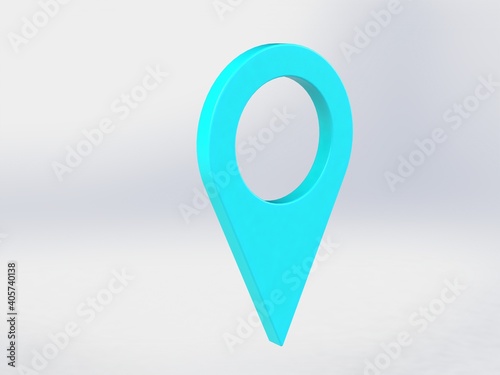 3d pin, blue map pointer, location symbol isolated on white background, 3d illustration