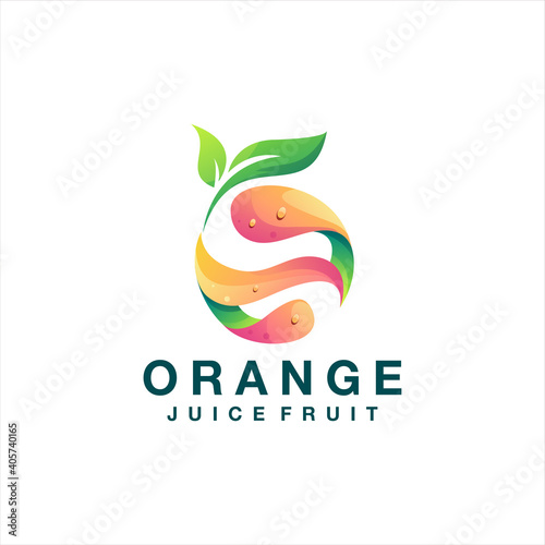 orange juice gradient logo design