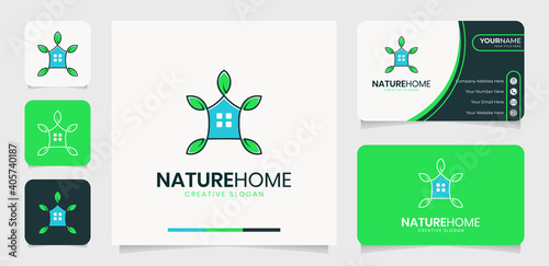 Leaf house logo and business card design