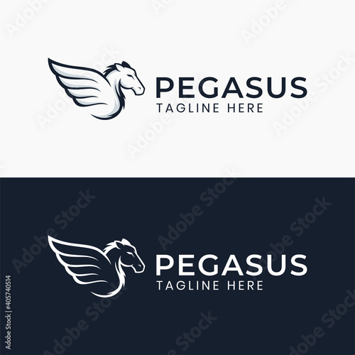 Awesome pegasus head wing logo template