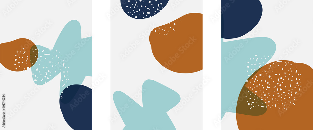 Fototapeta premium Hand drawn doodle shapes, wall art painting style, vector abstract background templates. A4 poster design or for covers, banners, flyers