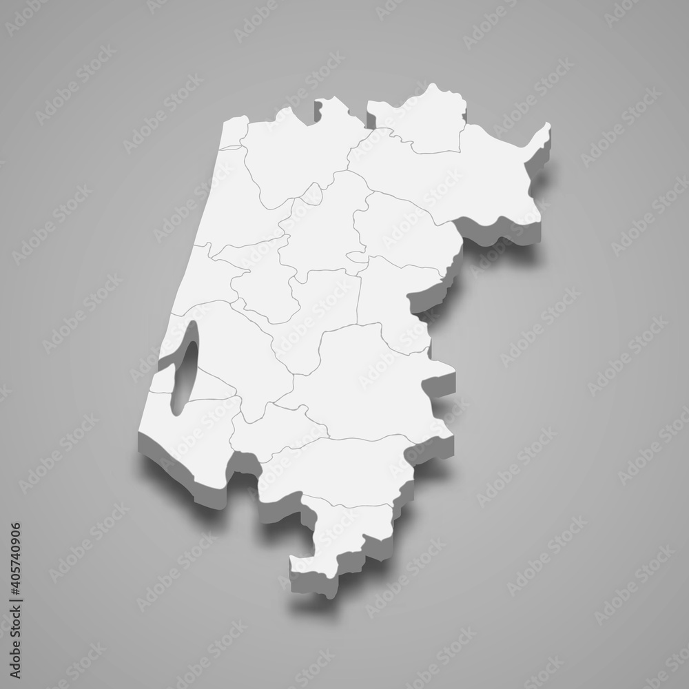 3d isometric map of Aveiro is a district of Portugal 3d isometric map of Aveiro is a district of Portugal
