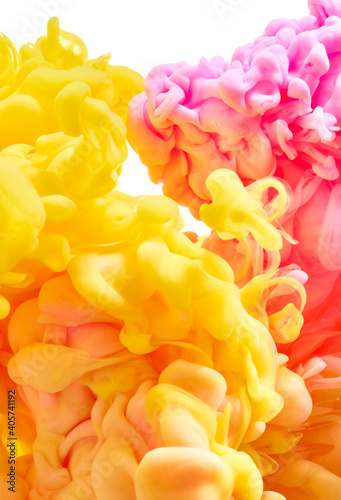 Pink and yellow abstract paint splash background