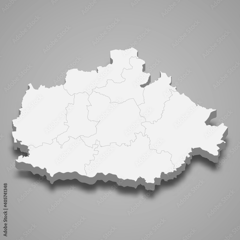 3d isometric map of Baranya is a county of Hungary
