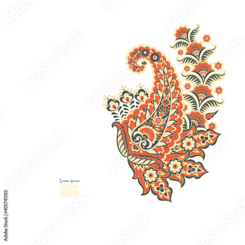 Damask Paisley isolated vector ornament
