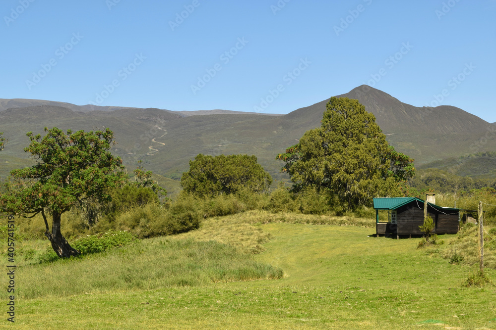 Cabins in the mountains at Chogoria Route, Mount Kenya