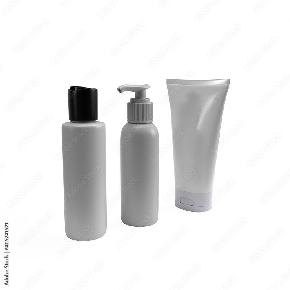 Cosmetic products 3d on white background Cosmetic products 3d on white background