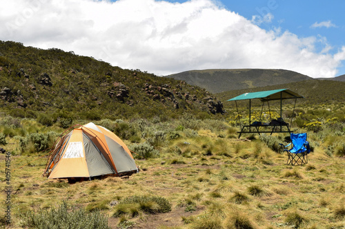 camping in the mountains at Mount Kenya