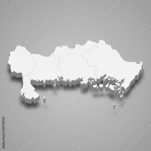 3d isometric map of Blekinge is a county of Sweden,