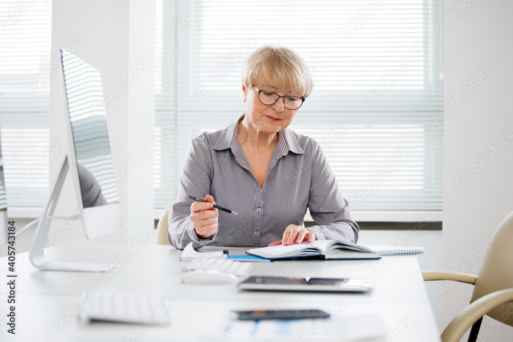 Portrait of mature business woman working in an office Portrait of mature business woman working in an office