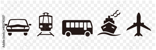 Simple vehicle and transportation icon set