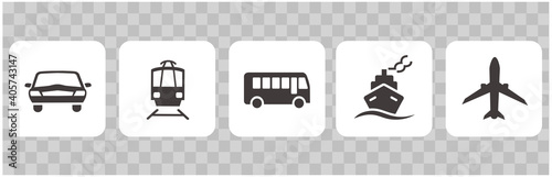 Simple vehicle and transportation icon set