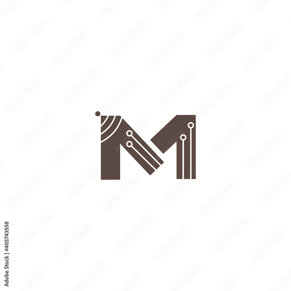 letter m illustration wifi internet logo design vector - obrazy, fototapety, plakaty 