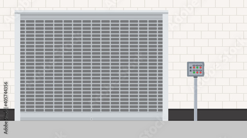 Electric rolling shutter. Electric rolling shutter on pattern brick wall. brick pattern wall.