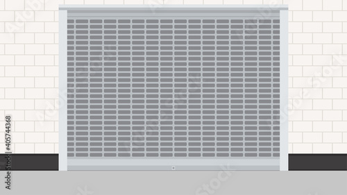 Electric rolling shutter. Electric rolling shutter on pattern brick wall. brick pattern wall.