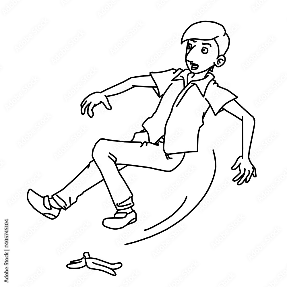 Man Slipping on Banana Falling Down Fail Whiteboard Animation SVG Image Man Slipping on Banana Falling Down Fail Whiteboard Animation SVG Image