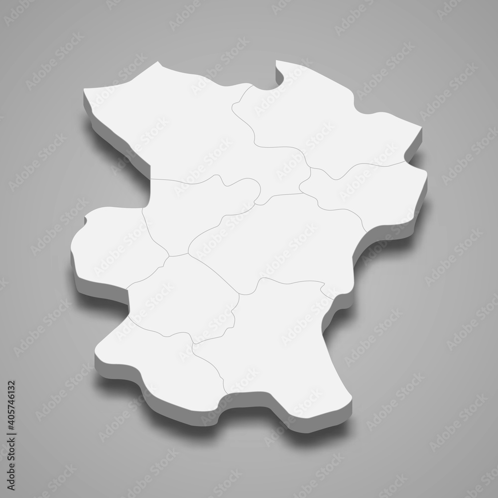 3d isometric map of Hamadan is a province of Iran