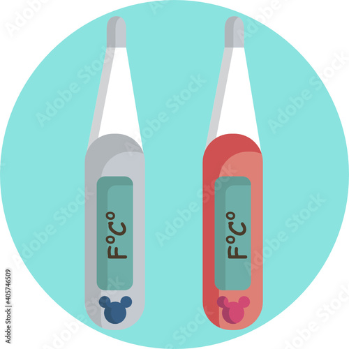 Cute baby colour icon. Thermometer Icon.