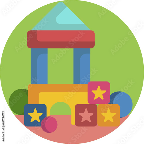 Cute baby colour icon. Toys icons. 