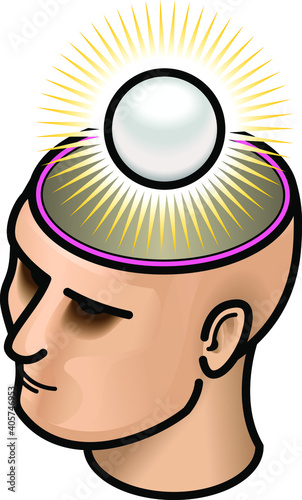 Head with a shining pearl of wisdom.